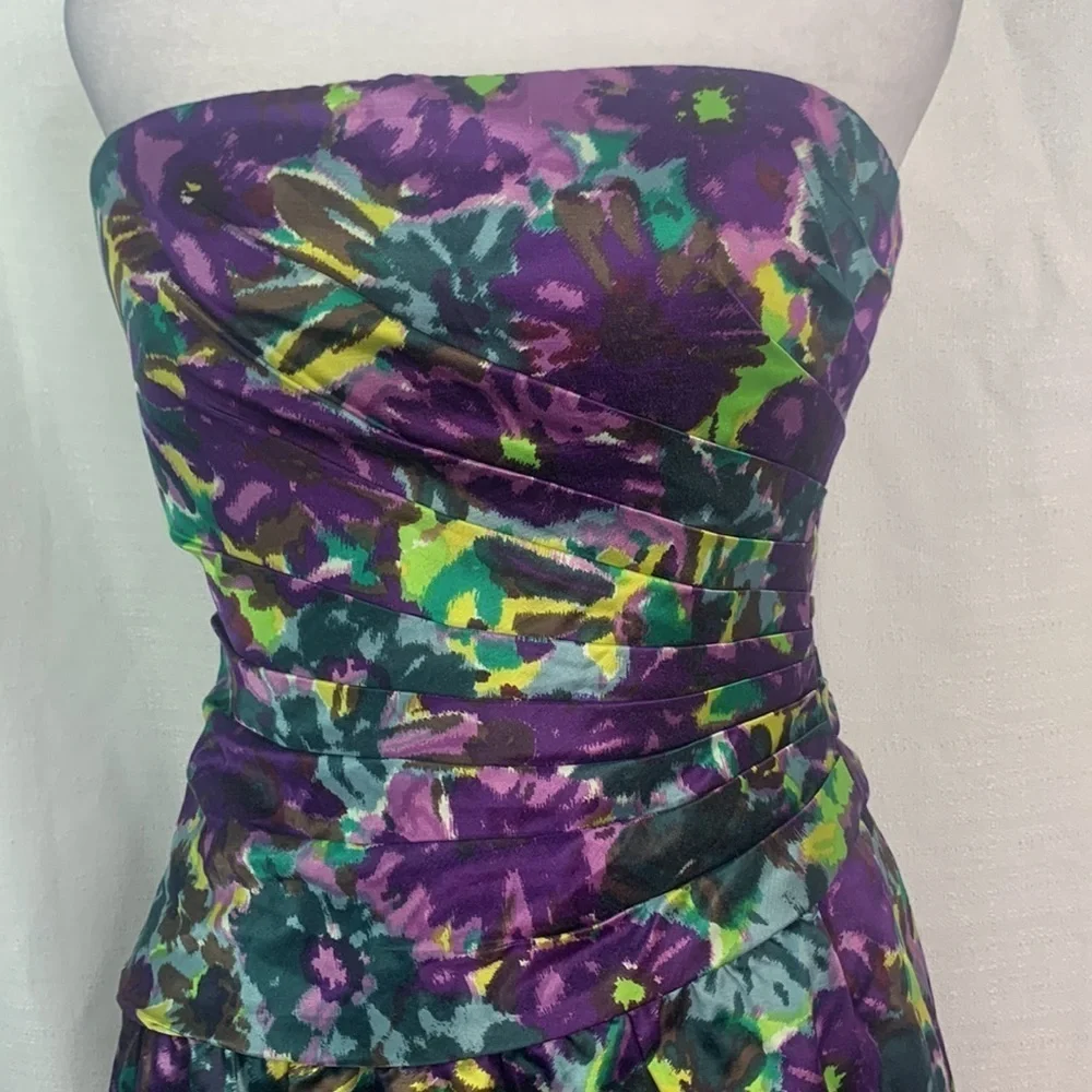 BCBGMAXAZRIA Purple Floral Mini Dress w/ Optional Straps- NWT